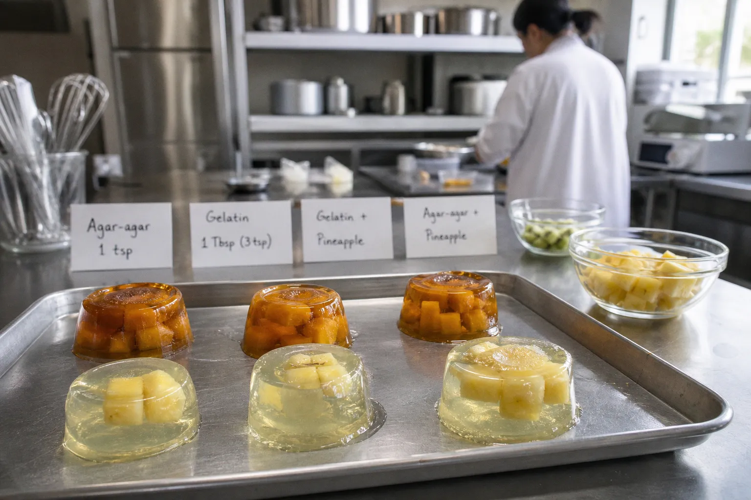Compare agar-agar and gelatin for heat-stable fruit gels
